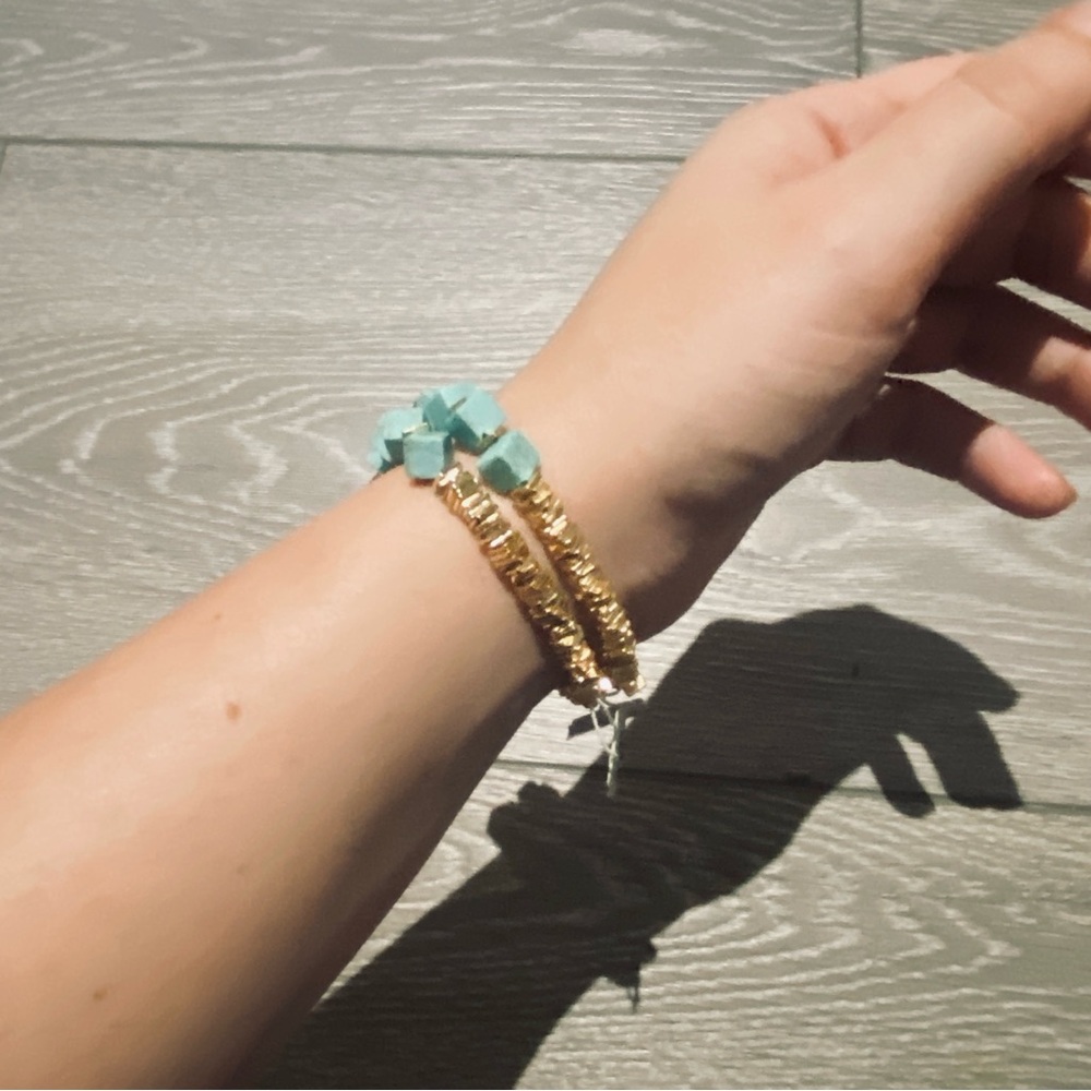 2 French Connection Bracelets. Gold and Turquoise. NWT